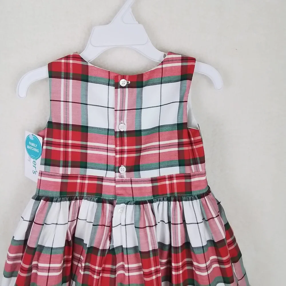 Carter's Baby Sleeveless Cotton Midi Dress Size‎ 18m Red White Green Plaid